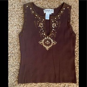 Joseph A. Brown/gold accent sleeveless top M